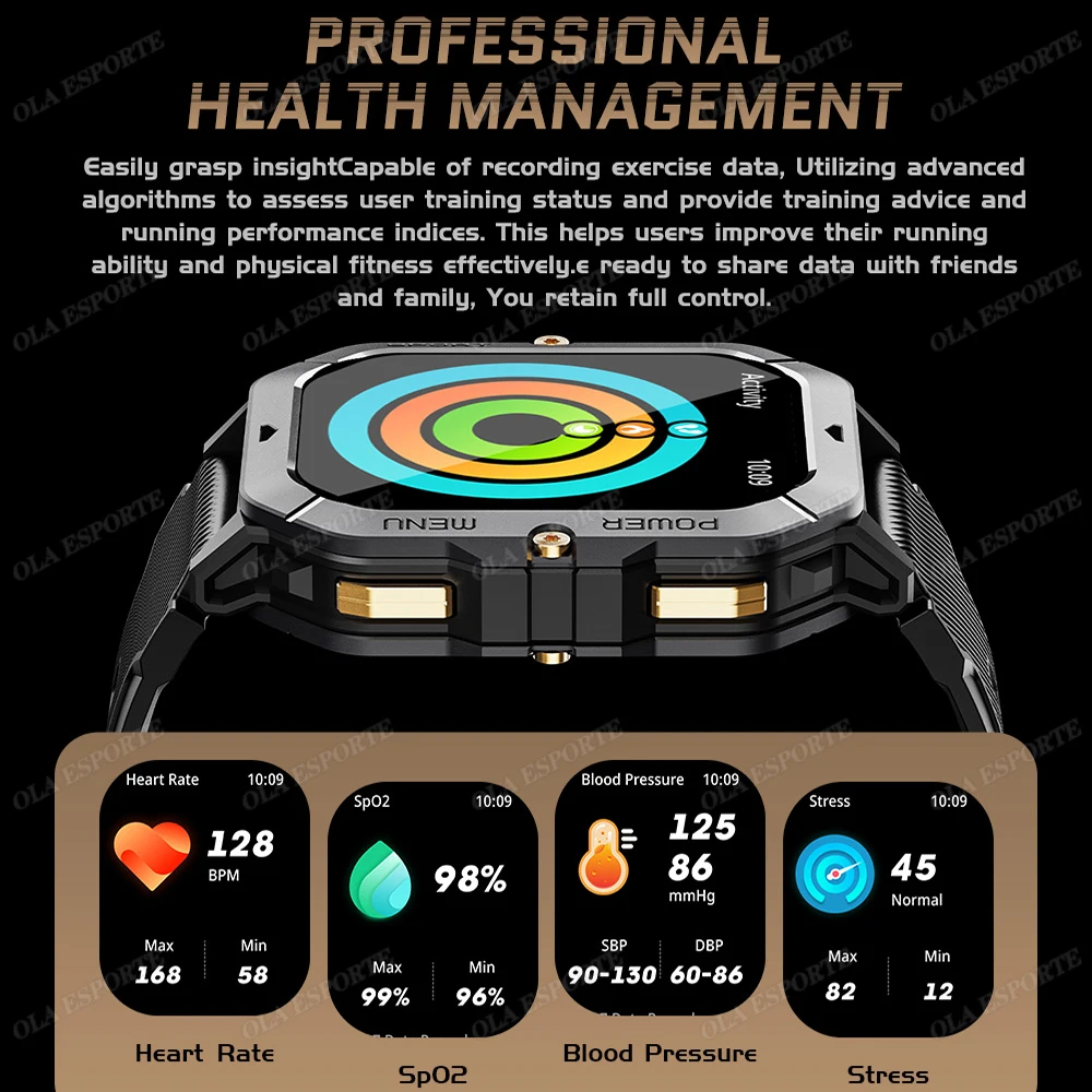 2025 Outdoor Smart Watch 2.02inch Screen Professional Health Management 10-Meter Waterproof Bluetooth Call Sports Smartwatch New