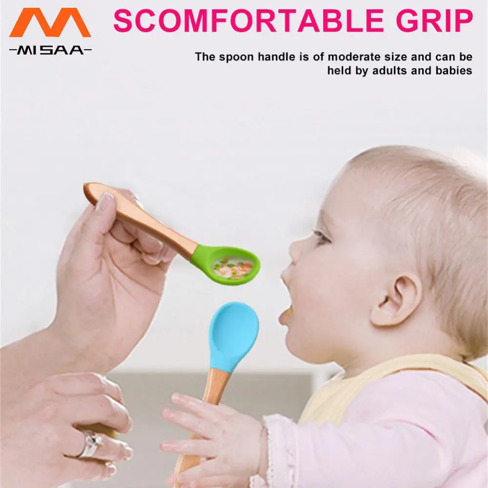 Kid Training Spoon And Fork Kit Organic Soft Tip Toddlers Gifts Healthy Tableware Baby Spoon Learn To Eat Baby Tableware