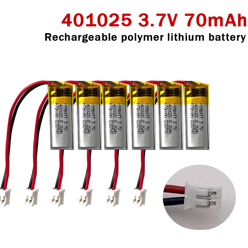 

401025 Rechargeable polymer lithium battery 3.7V 70mAh lipo for Voice Recorder Handheld Fan Selfie Stick Bluetooth headset Toys