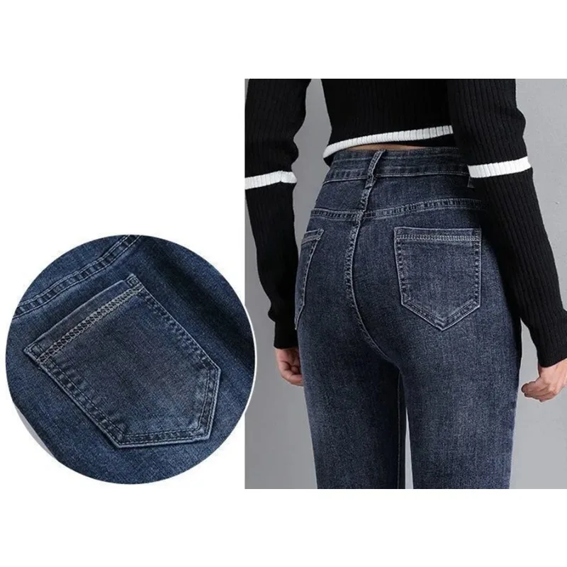 Vintage Women's Straight Jeans Oversized 6xl Casual High Waisted New Korean Fashion Slim Black Denim Pants Pantalon De Mujer