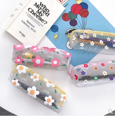 

30Pcs Cute Pencil Case Flower transparent Pencil Box Pen Bag Gift School Supplies Stationery