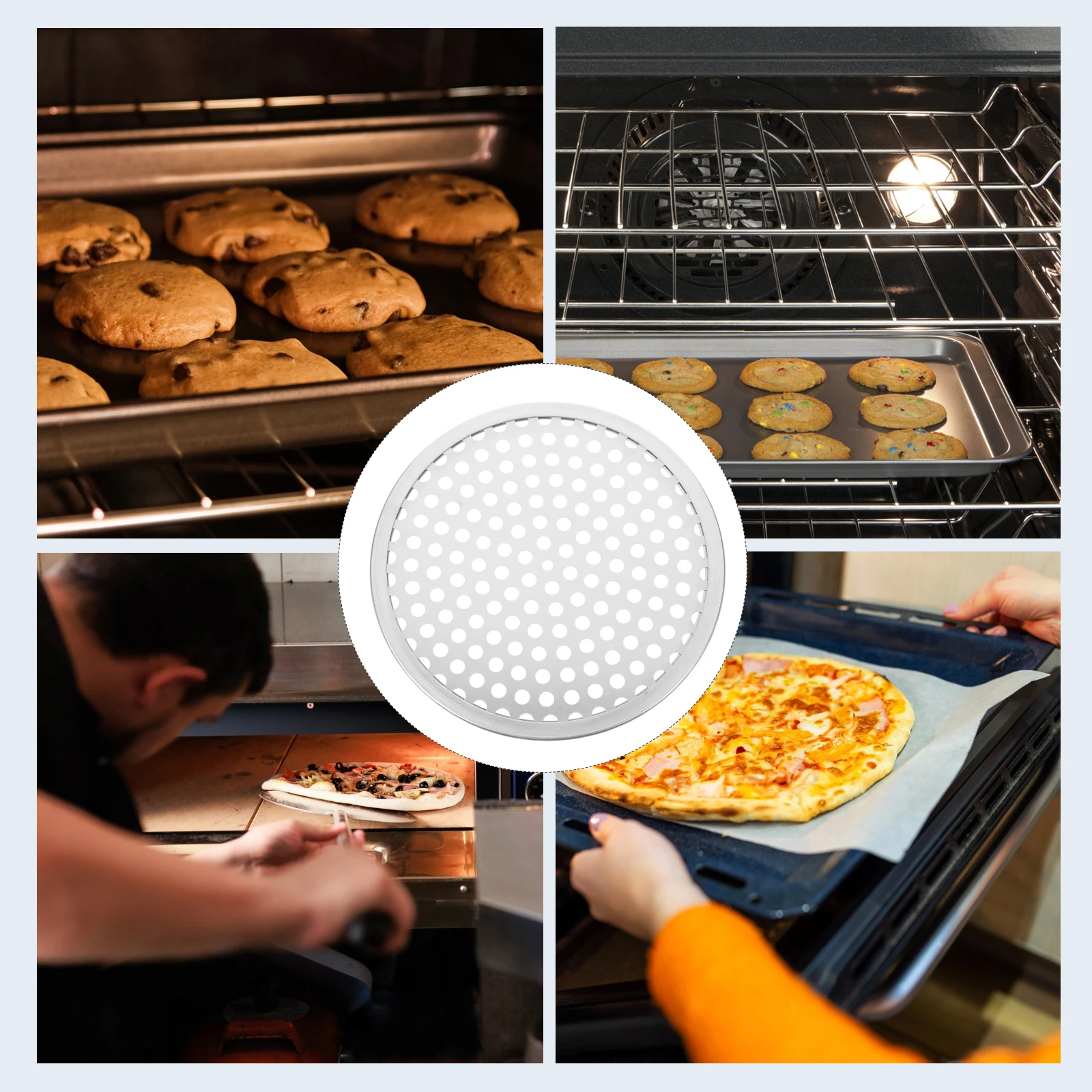 

Perforated Pizza Baking Pan 8Inch Round Hole Design NonStick Oven Tray For Seafood Vegetables Homemade KitchenWare
