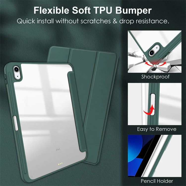 Transparente Acryl-Hülle mit Stifthalter für iPad Air 11/13 Pro 11/13 2024-2018 Dreifach Faltbarer Ständer – Detail 5