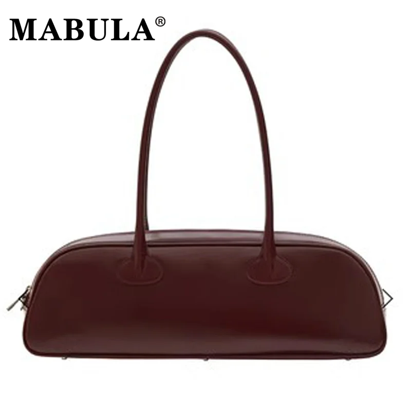 

MABULA Fashion Genuine Leather Underarm Shoulder Bag Brand Simple Design Trend Classic Ladies Hobo Shopping Handbag Solid Color