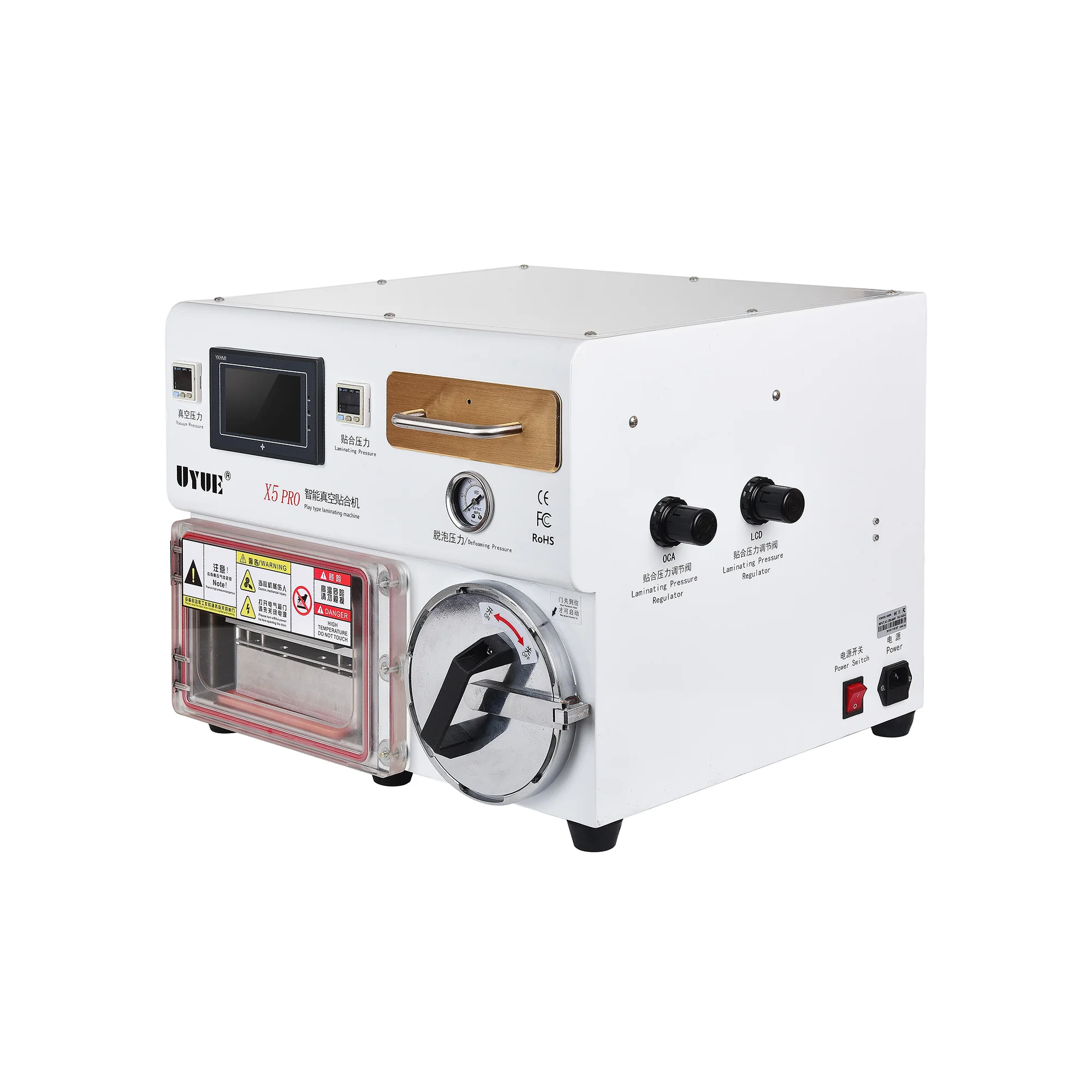 Machine de stratification OCA UYUE-X5-Pro avec dissolvant de bulles pour téléphone de 8 pouces, outil de réparation de stratification de verre LCD à écran incurvé/plat