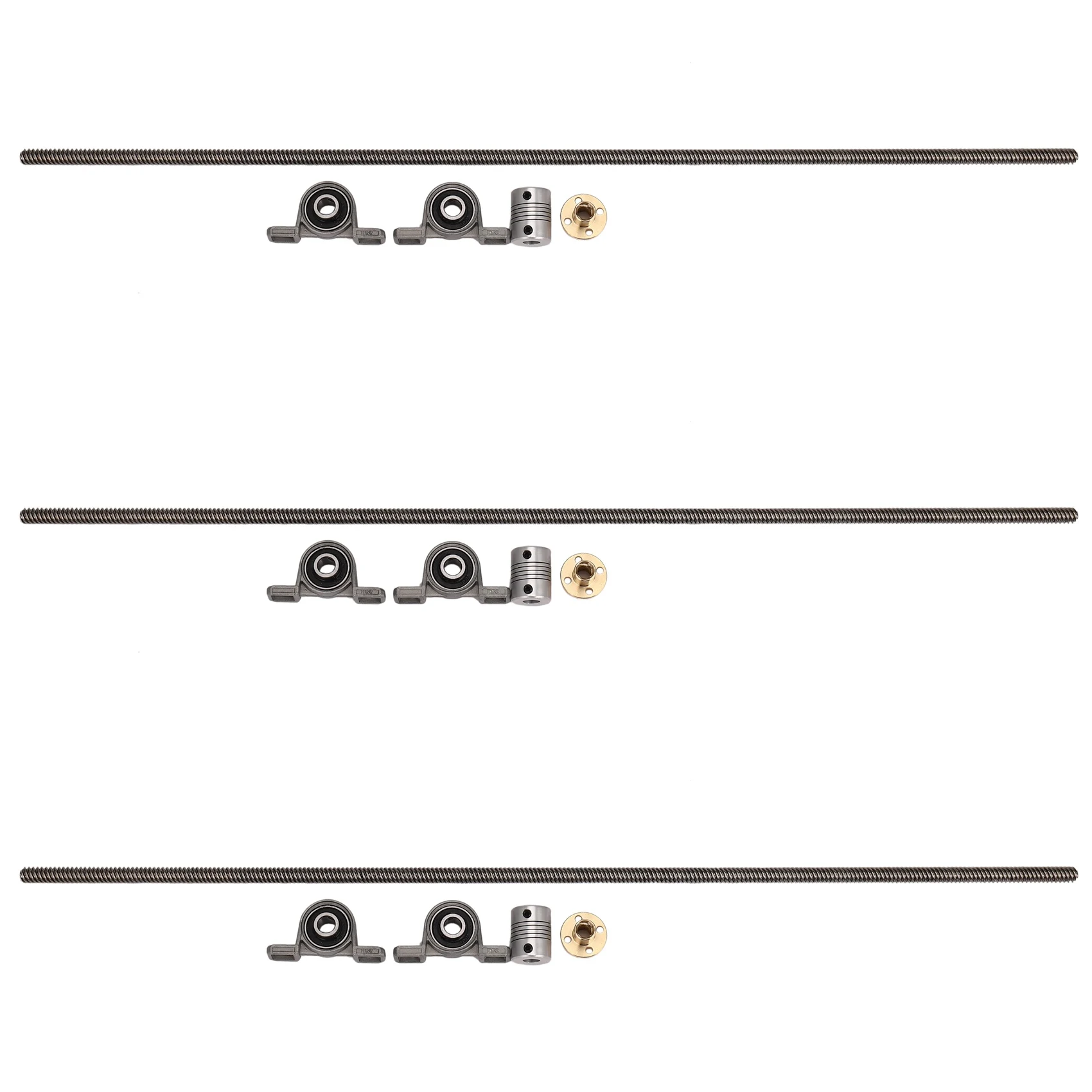 

3X T8 8Mm 500Mm Lead Screw Rod With Nut Pillow Block Mounted CNC Set For 3D Printer