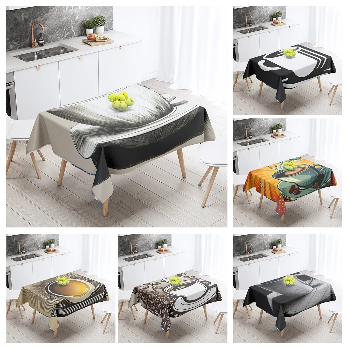 New Abstract Tea Tablecloth Waterproof and Oil-proof Dining Tablecloth Nordic Wind Bar Tablecloth Home Decoration