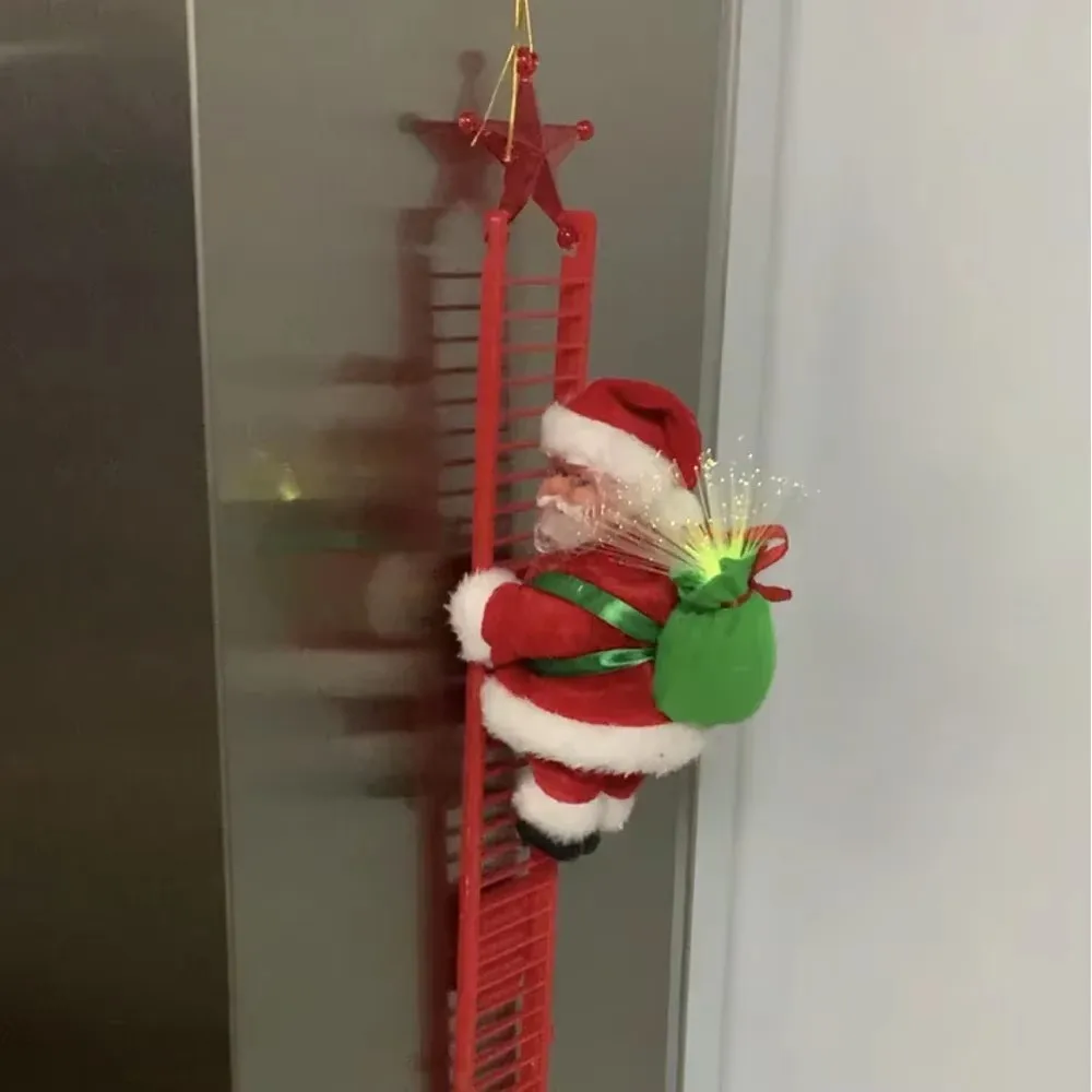 

2026 Christmas Electric Ladder Santa Claus Christmas Decorations Gift Tree Ornaments Hanging Gifts Merry Christmas