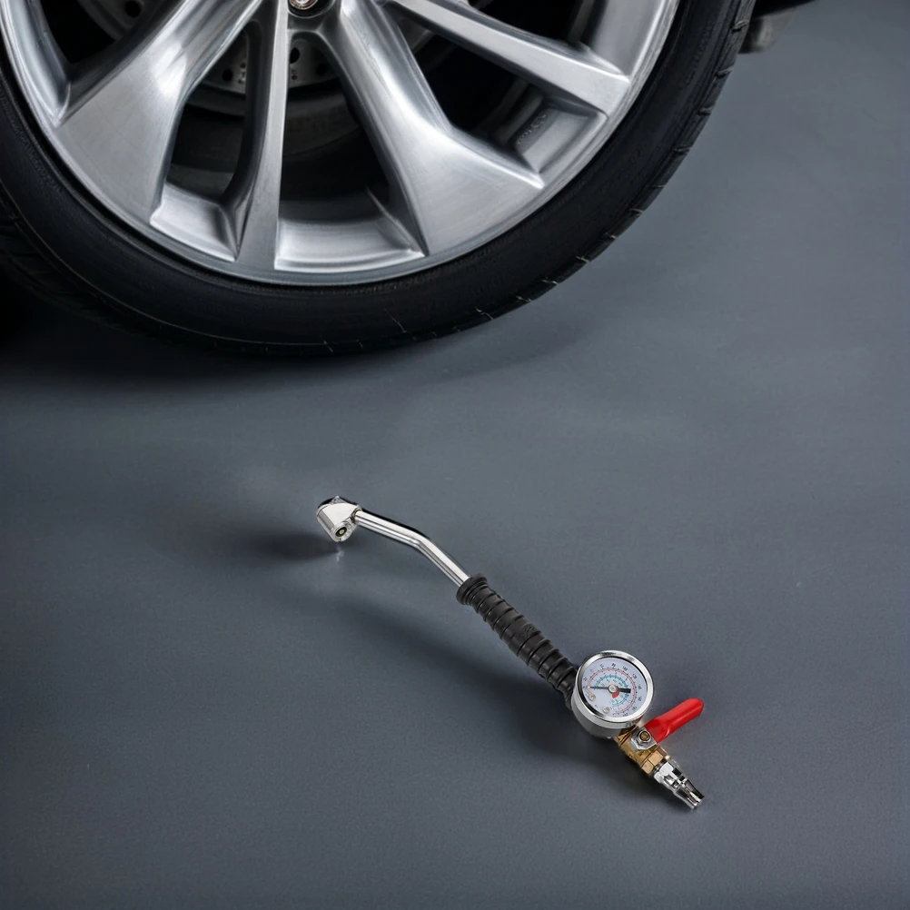 

2 pcs Tire Inflator Nozzle Extended Design with Pressure Gauge for Truck Car Bicycle Quick Connect Air Chuck Adapter Hose