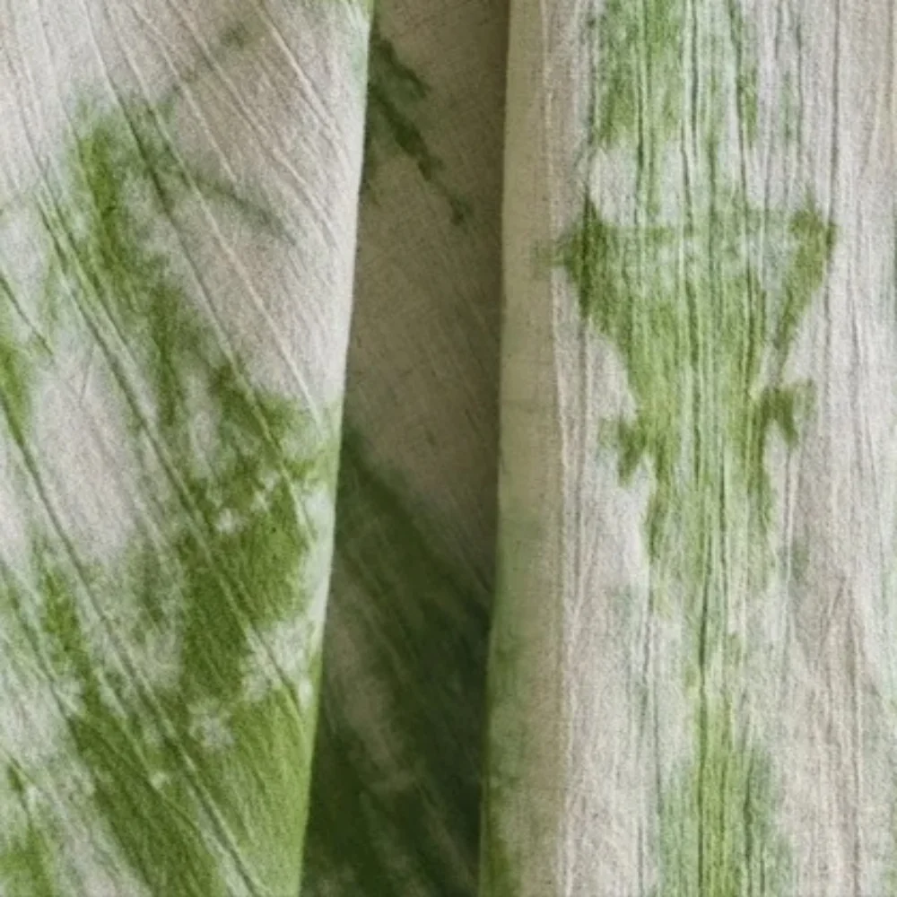 Tela de lino y algodón, tinte de corbata verde y blanco, vestido fino de primavera, camisa, ropa, telas de costura por metro, Material Diy, tela al por mayor