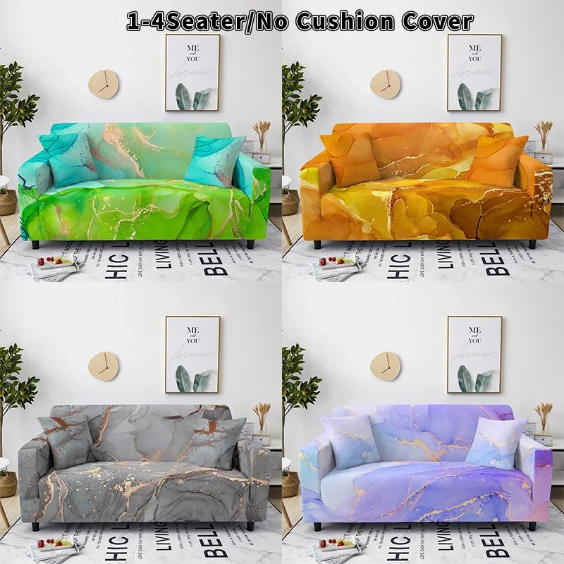 Abstract Marble Sofa Cover for Living Room Spandex Stretch Couch Cover Sofa Slipcovers Armchairs Cover Furniture Protector