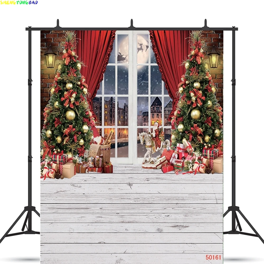 

Vinyl Custom Christmas Theme Photography Background Props Pine Tree Family Festival Backdrops For Photo Studio ZM-11