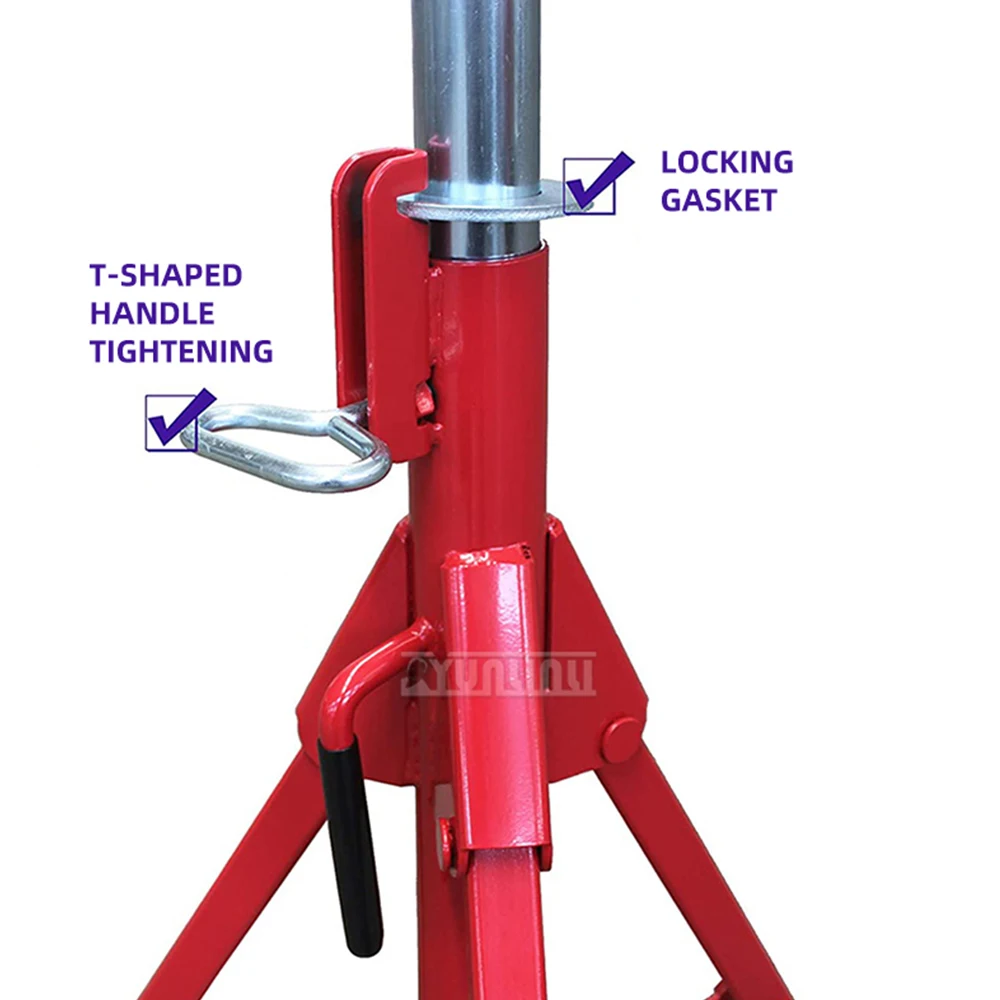 1134kg Capacity Folding Pipe Support Rack, V-Head Pipe Stand Adjustable Height