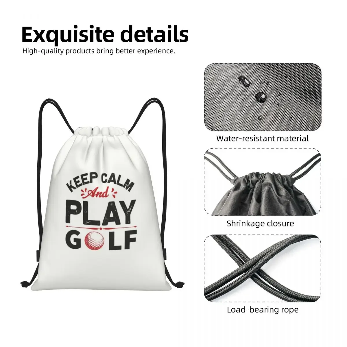 Custom Keep Calm And Play Golf Drawstring Bag for Training Yoga Backpacks Women Men Golfer Golfing Sport Sports Gym Sackpack