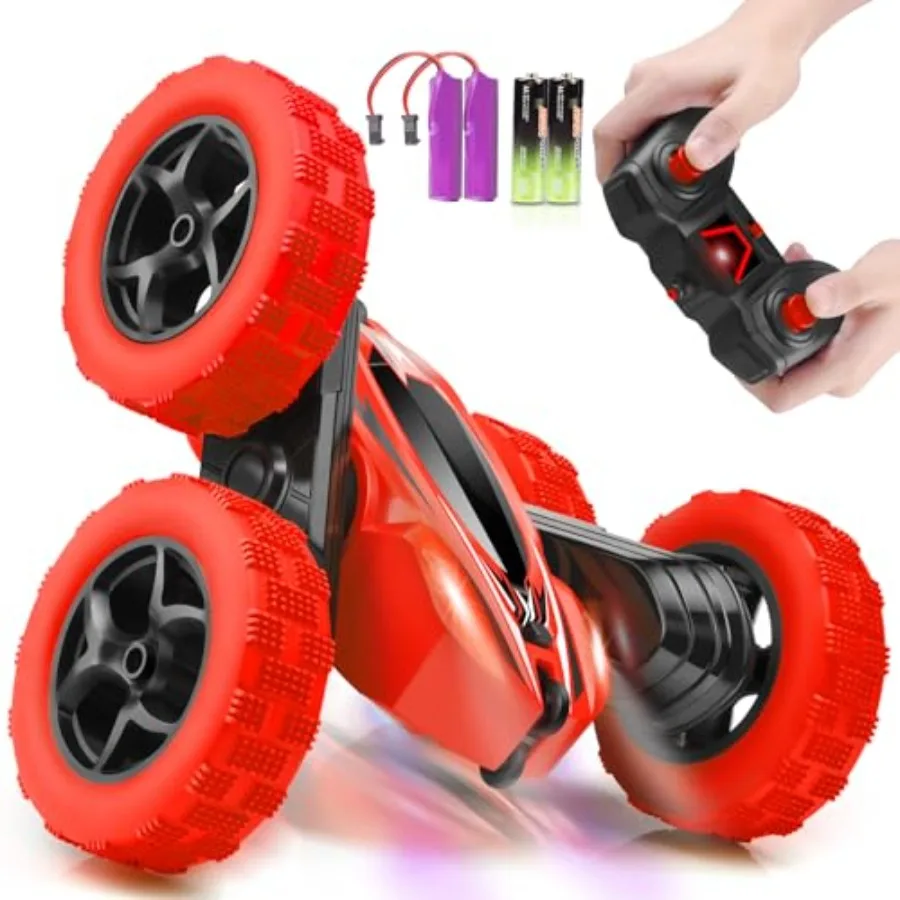 

2.4GHz Remote Control Car 4WD Fast RC Cars with Double Sided 360 Rotation Monster Truck RC Car Red