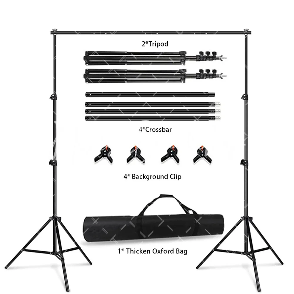 [USA Stock] 6.5X6.5FT Adjustable Background Stand Photo Studio Backdrop Black Frame for shooting, Photography, Weddings, Parties