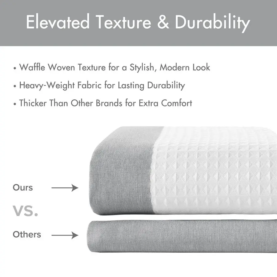 

Shower Curtain Waffle Weave Striped Pieced Design Fabric Shower Curtain with 3M Scotchgard Moisture Management Premium Spa Quali