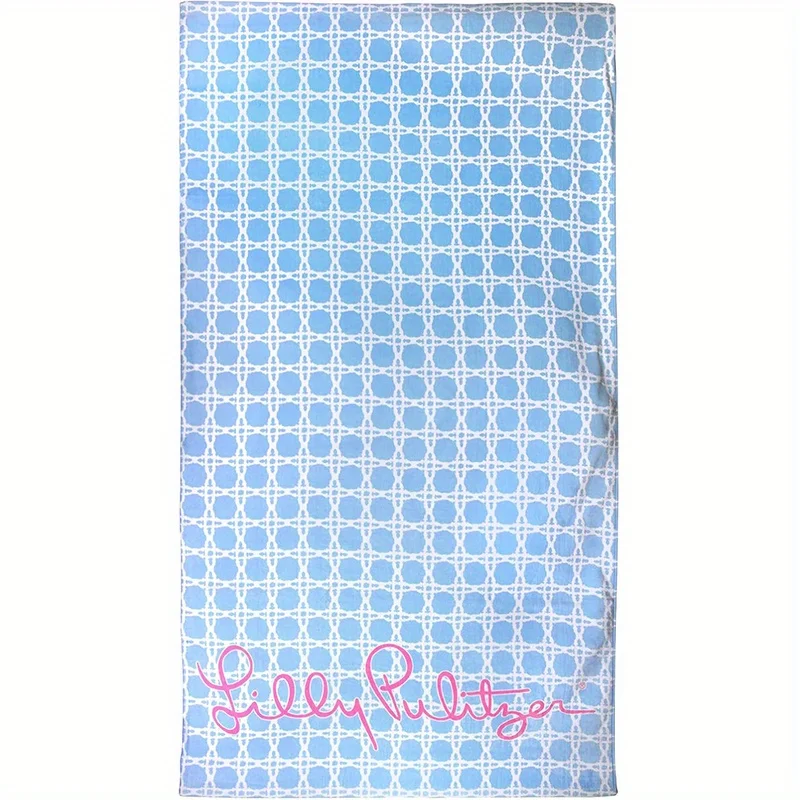

Beach towel blue and white geometric pattern sun protection and windproof suitable for swimming pool camping travel blanket