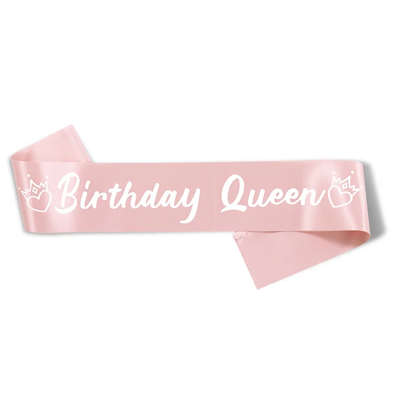 Birthday King/Queen Birthday Party Etiquette Strap Supplies One Piece For Men And Women Satin Cloth Print Ribbon