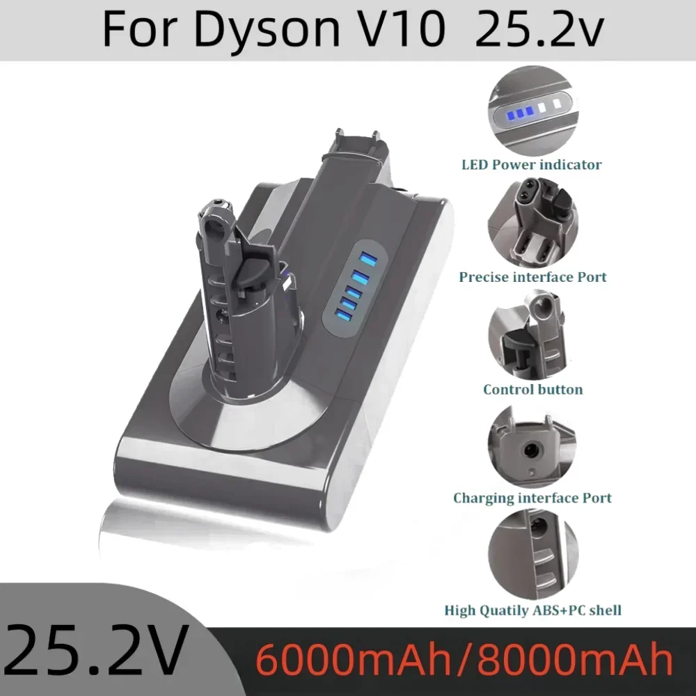 

For Dyson V10 Battery 25.2V 6000mAh-8000mAh NEW for V10 Animal Absolute Fluffy Cordless Vacuum Cleaner
