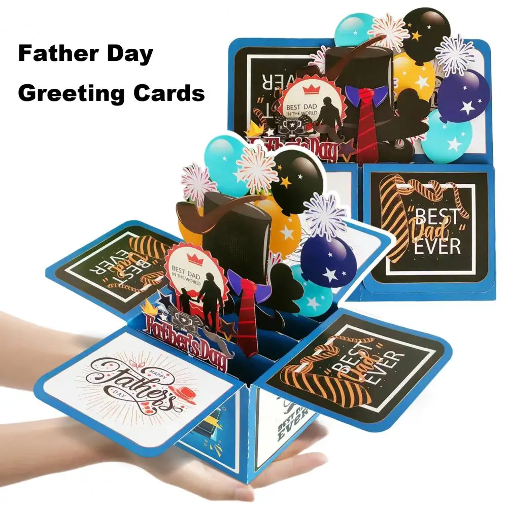 Father Day Greeting Cards Fly-out Greeting Card Handcrafted 3d Fly-out Box Greeting Card Dad Surprise Stars Decorations for Dad