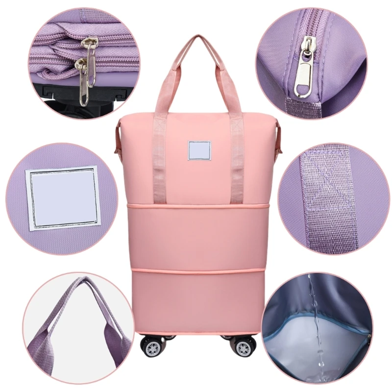 Spacious Carry On Rolling Duffle Bag for Women Men Separate Dry Wet Sections Travel Luggage Bag for Organized Packing 066F