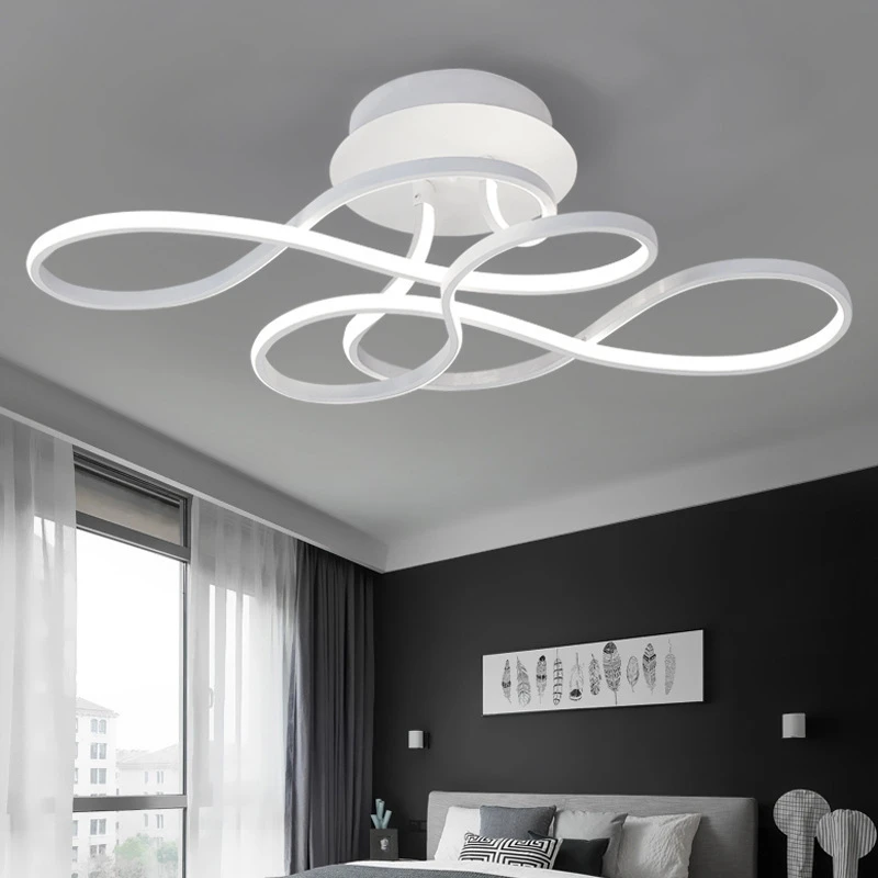 Imagem -02 - Lâmpada Moderna do Teto Led Lustre para Sala de Estar Sala de Jantar Quarto Home Decor Lâmpada Pingente Branco Preto Ferro Luminária 70cm