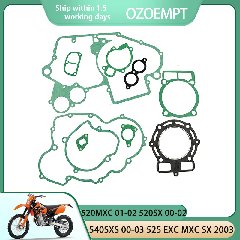 OZOEMPT Engine Cylinder Crankcase Repair Gasket Apply to 520MXC 01-02 520SX 00-02 540SXS 00-03 525 EXC MXC SX 2003