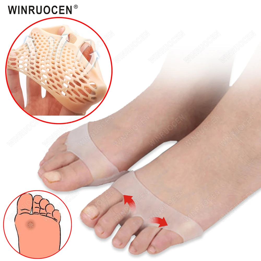 Silicone Metatarsal Prevention Toe Separator Pads Orthotics Foot Massage Insoles Forefoot Socks Pain Relief Foot Care Tool