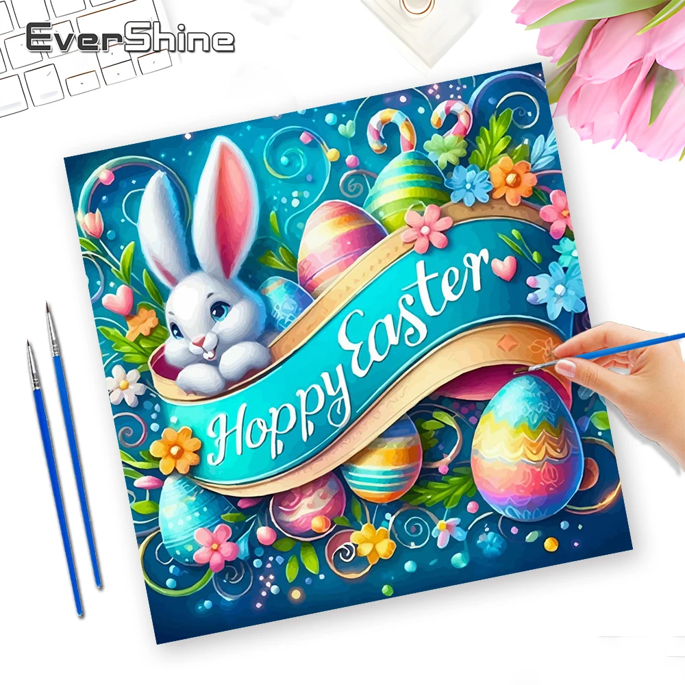Evershine DIY Malen nach Zahlen Tier-Malerei auf Leinwand Bilder Hase Neuheiten Erwachsenen-Zahlenmalerei Ostergeschenke