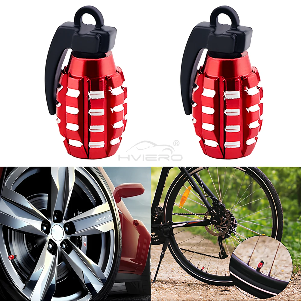 4Pcs Aluminum Car Tire Valve Cap Grenade Alloy Tyre Stem Cover Air Dust Truck Bike Wheel Rim Decoration Accessories Tools Parts