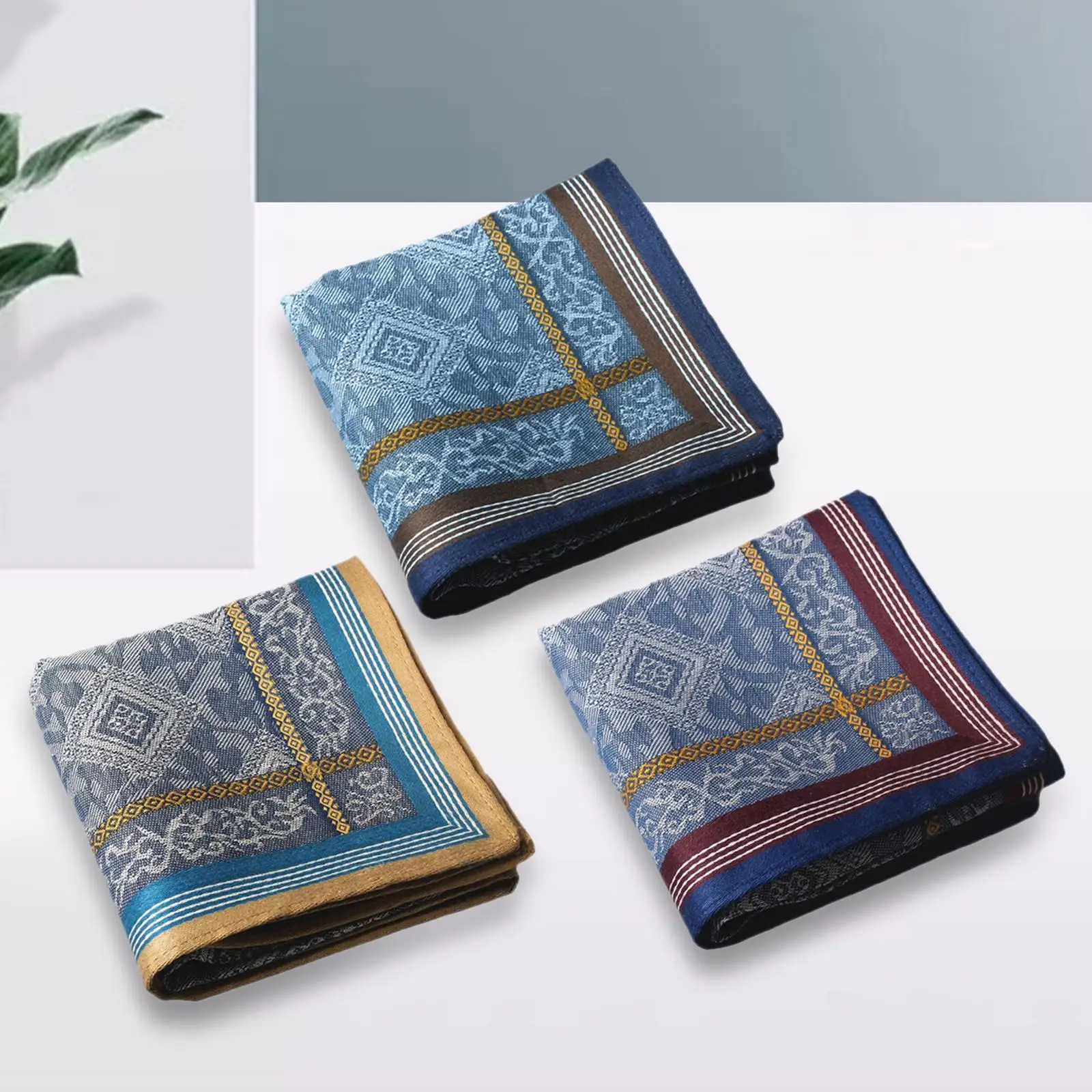 3 pçs bolso quadrado hankies jacquard hanky limpe o suor toalhas de algodão macio dos homens lenço para o casamento pai noivos aniversário