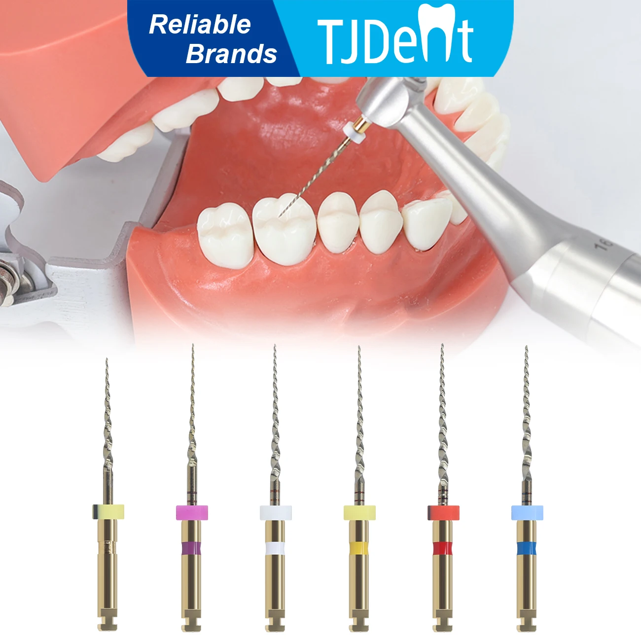 

TJDent 6pcs/box Dental Super File 25mm NITI Golden Engine Use Rotary Files Dondontic Root Canal Dentistry Instrument Tools