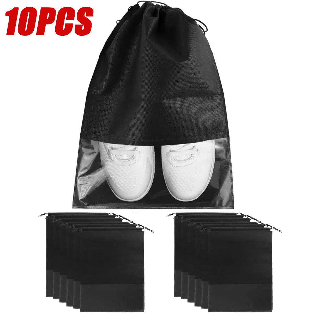 

10pcs Shoes Storage Bag Closet Organizer Non-woven Travel Portable Bag Waterproof Pocket Clothing Classified Hanging Bag