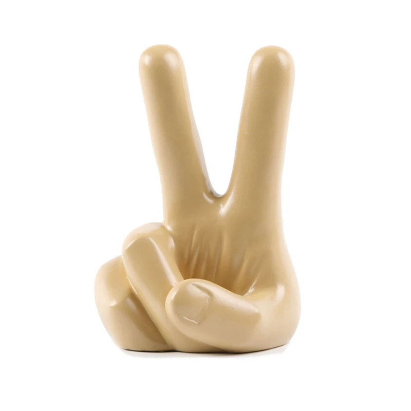 Victory Gesture Statue Finger Gesture Sculpture, Thumbs Finger Model For Office Desktop Bookcase Ornament Decor Durable