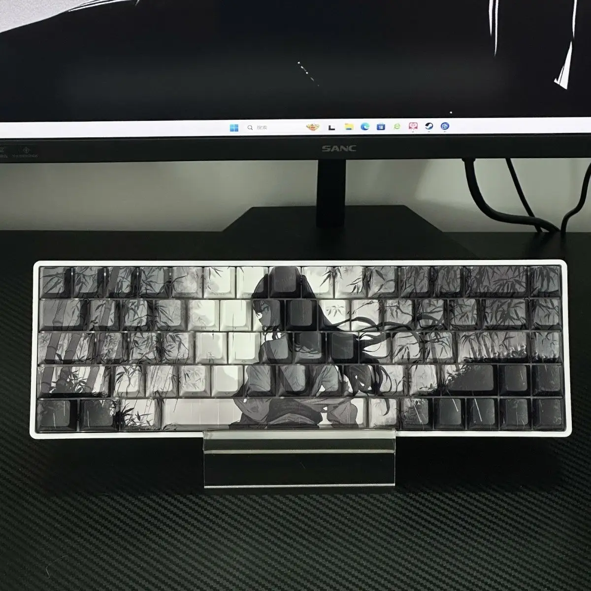 Teclas de Anime de 74 teclas, teclas de teclado mecánico PBT originales de fábrica, teclas PBT de alta sublimación adecuadas para loco 60 68