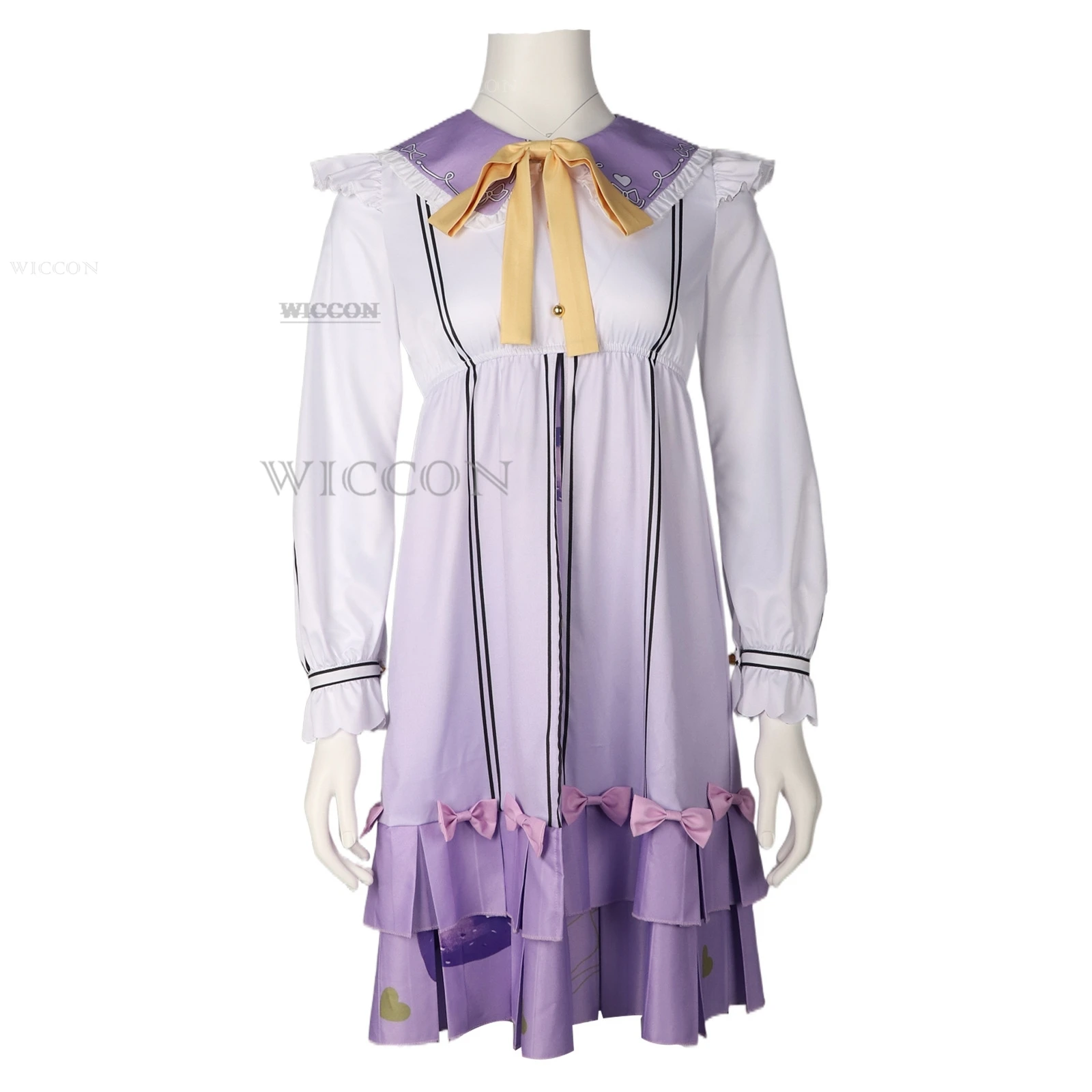 Sekai Airi Cosplay Costume with Bow, Projeto de Jogo, Meninas, Mulheres, Dia das Bruxas, Carnaval, Noite, Traje de Festa, Vestido Roxo, Rosa