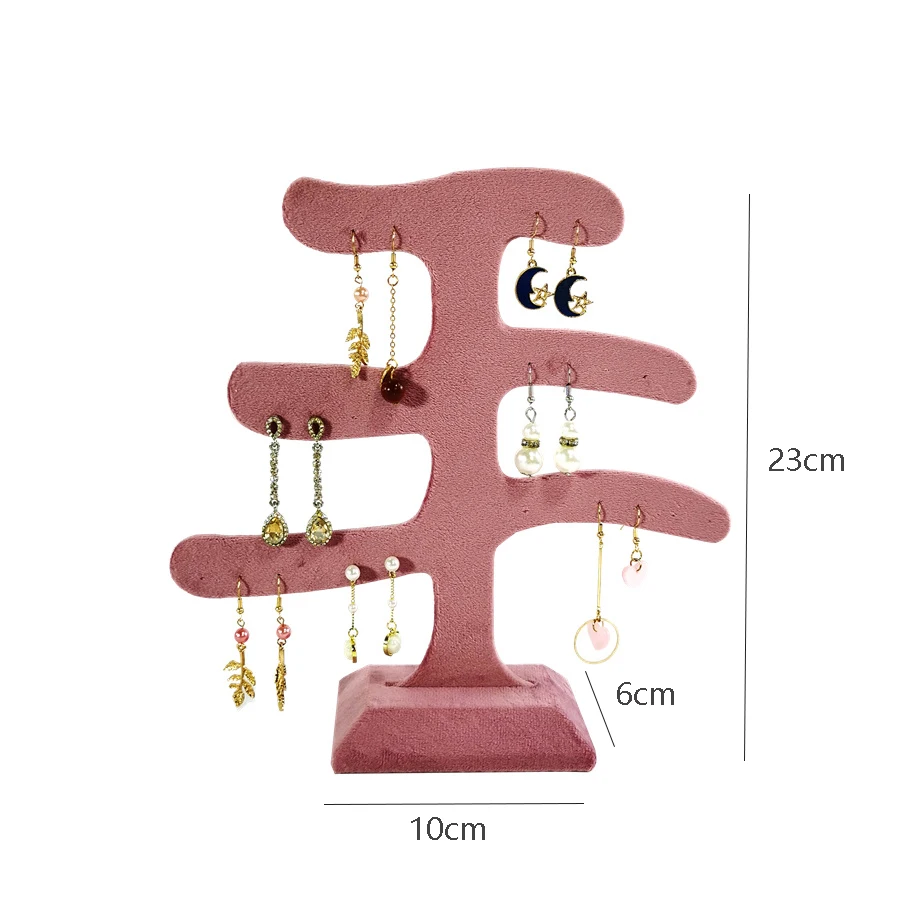 Rosa Samt Schmuck Veranstalter Tabletts Ohrringe Ringe Halter Ohr stecker Armreif Aufbewahrung stablett Schmuck Zähler Schmuck Display – Detail 11