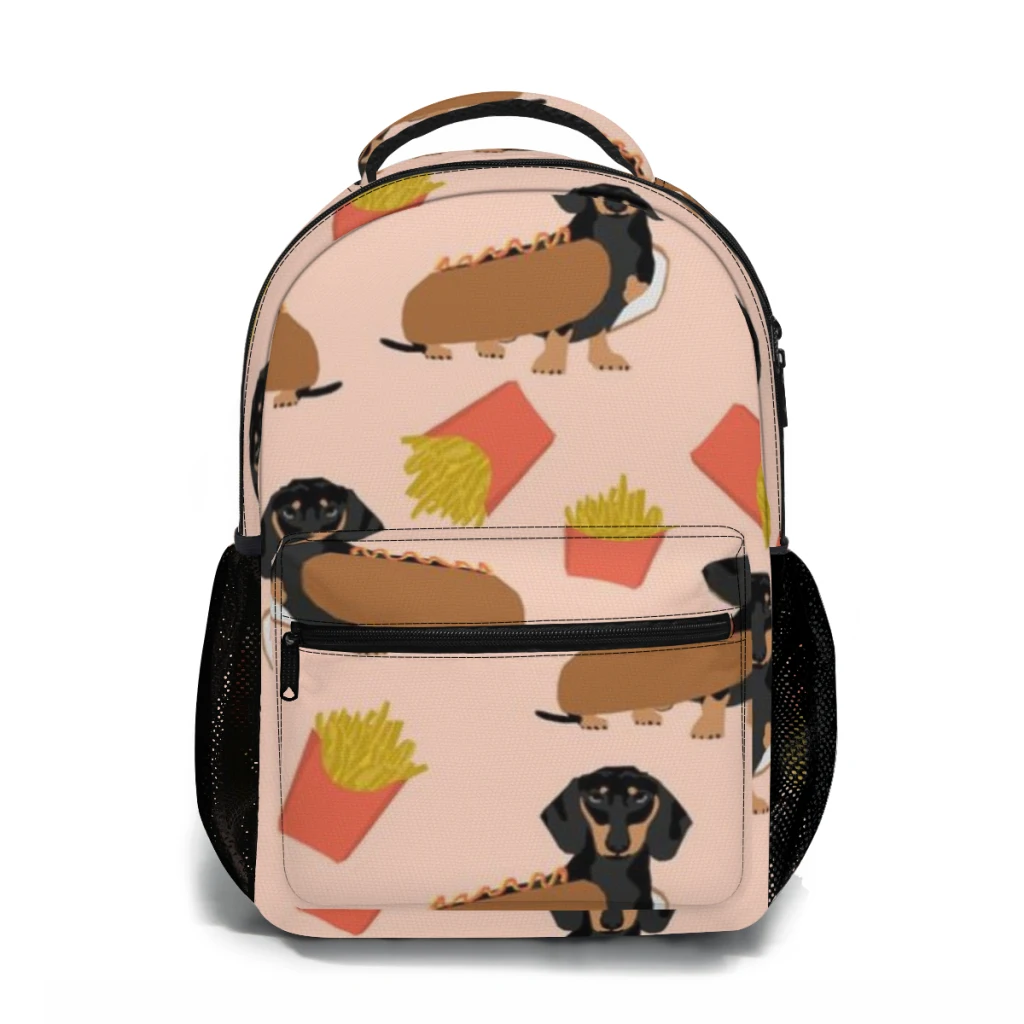 

New Fashionable Cute Dachshund Dogs Backpack Bag Large Capacity Trendy Book Bag Multi-pockets Adjustable 17inch