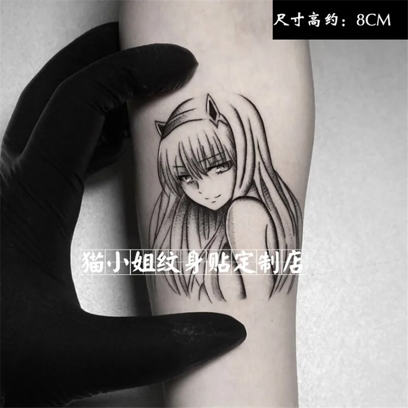 Darling no anime franxx 02 temporária falso flash tatuagem adesivo cosplay prop acessório festa de halloween