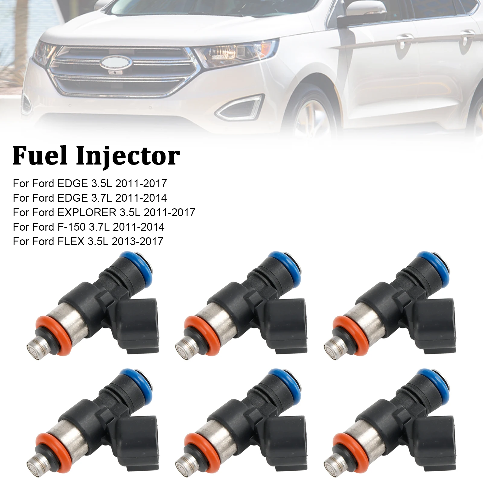 Topteng 6PCS Fuel Injector 0280158191 Fit Ford Explorer Taurus Edge Flex 3.5L 2011-2017