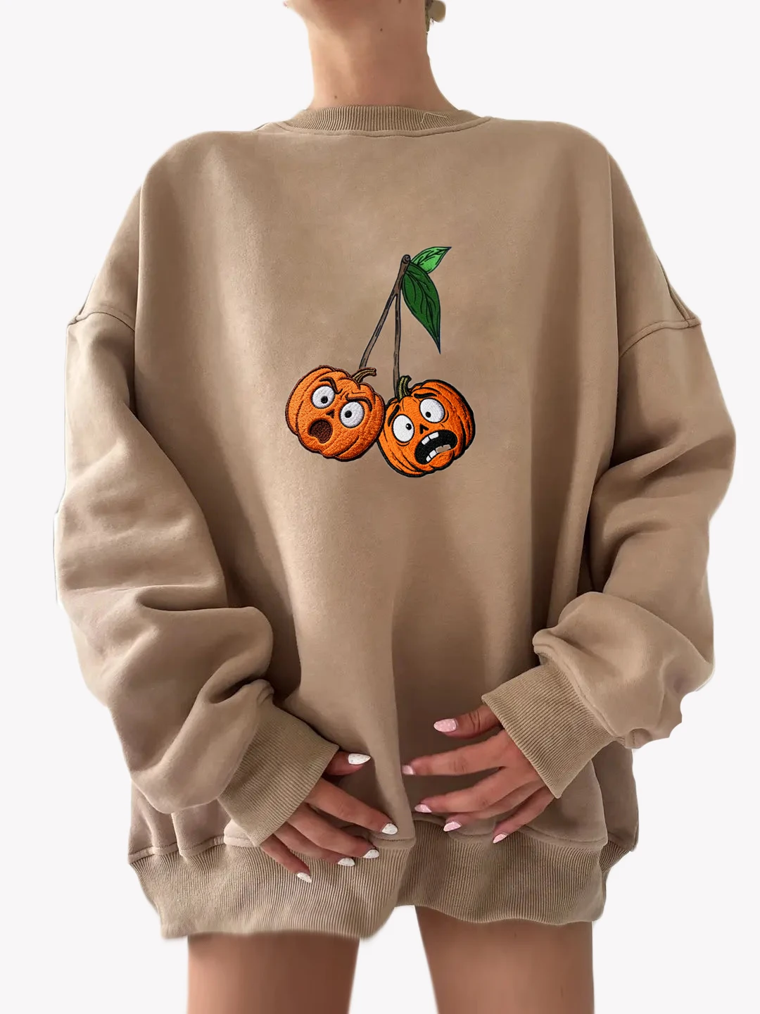 Toddler Halloween Sweatshirt Pullover Long Sleeve Round Neck Embroidered Cartoon Pumpkins Fall Sweater Oversized Sweatshirts