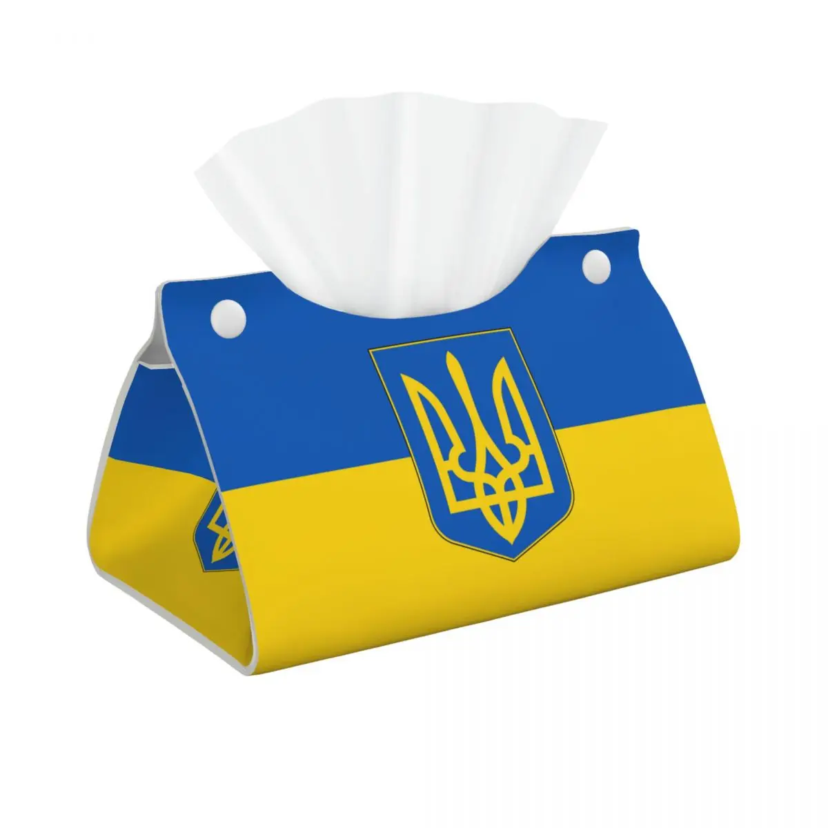 Custom Flag Of Ukraine Tissue Box Cover Rectangular PU Leather Patriotic Facial Tissues Holder for Car