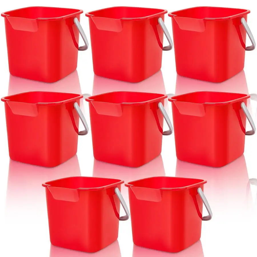 

8 Pcs Sanitizing Bucket 3 Quart Cleaning Pail Small Detergent Square, Spout and Handle Plastic Utility Sanitizer Buckets for Res