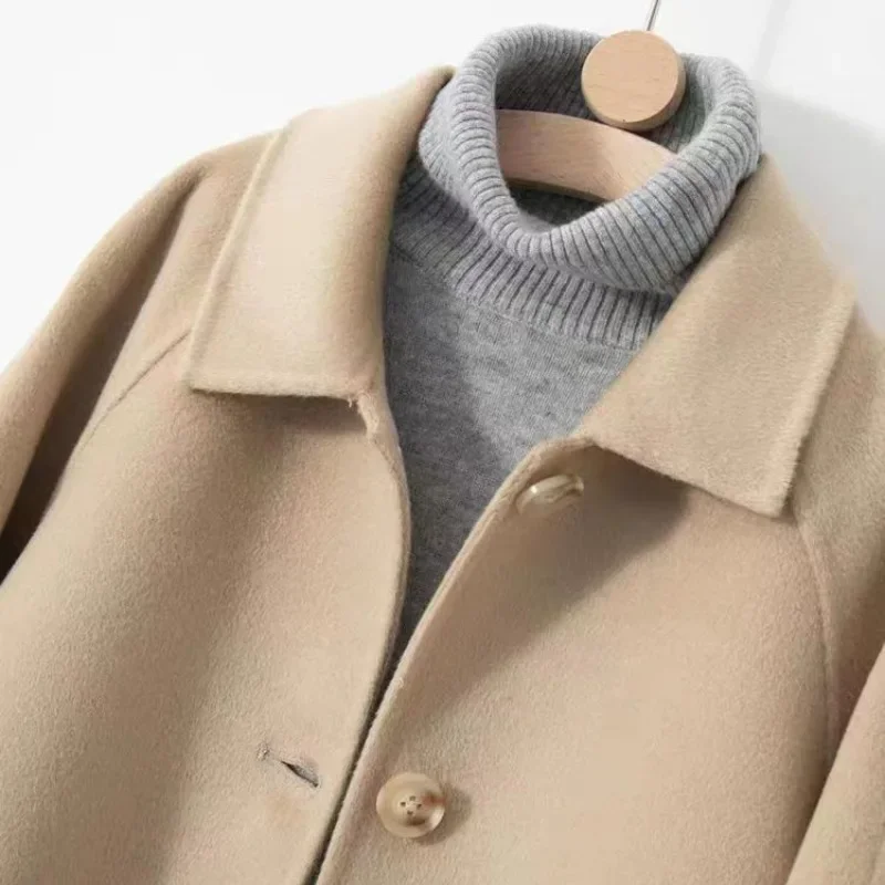 Girls Woolen Coat Jacket Windbreak 2024 Khaki Warm Thicken Winter Cotton Overcoat Teenagers Children's Clothing