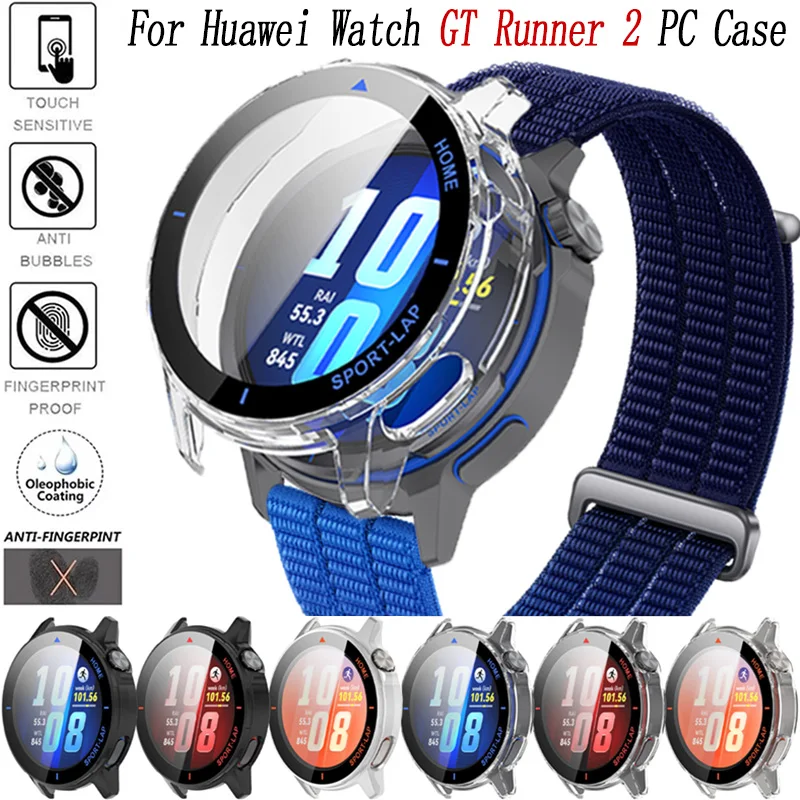 Funda para PC + cristal HD para Huawei Watch GT Runner 2, carcasa integrada y membrana protectora a prueba de golpes para Huawei Watch GT Runner 2