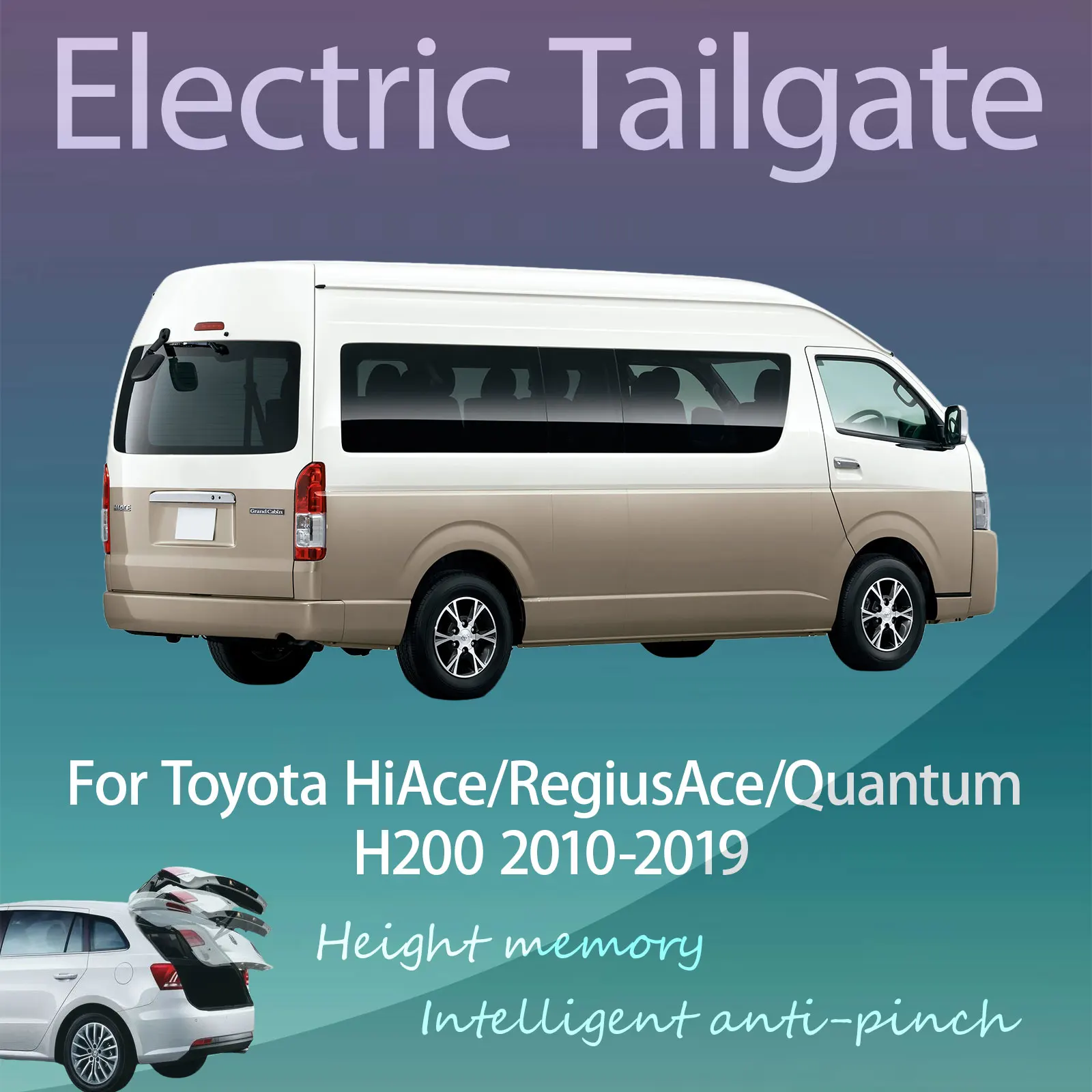 For Toyota HiAce/RegiusAce/Quantum H200 2010-2019 Electric Tailgate with Sensor Trunk Anti-pinch Memory Height Smart Control