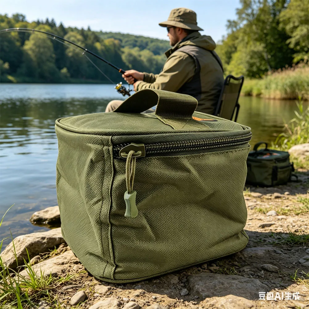 Bolsa de pesca de tela Oxford, impermeable, plegable, bolsa de almacenamiento para carretes de pesca, bolsas de pesca acolchadas de lujo, piezas de repuesto, 1 ud.