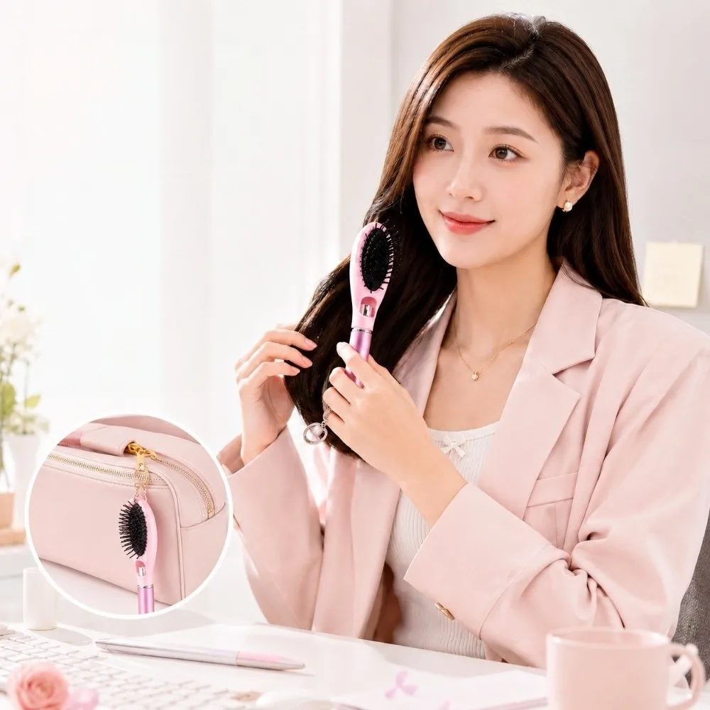 Multi-Function Misting Hair Brush Hair Care Anti-Frizz Spray Massage Comb Scalp Nourish Anti-Static Hair Brush with Keychain