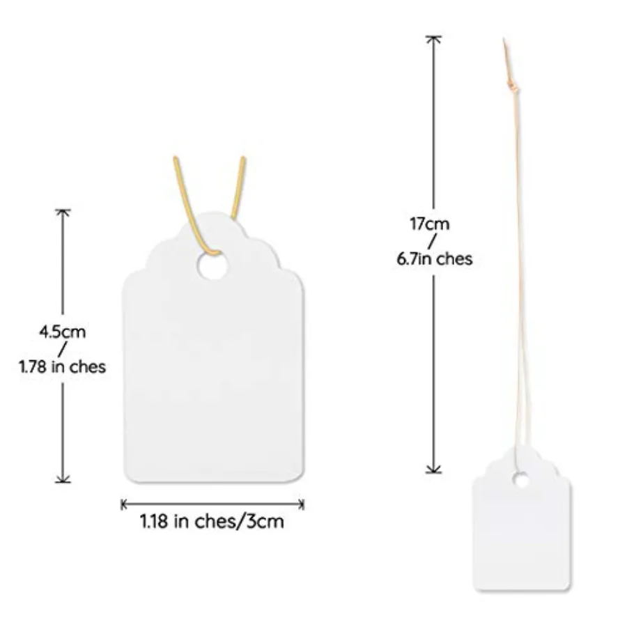 1000Pcs Waterproof Plant Tags with Strings 1.8×1.2 Inch PVC Plastic Garden Labels, Reusable UV Resistant White Hanging Tags for